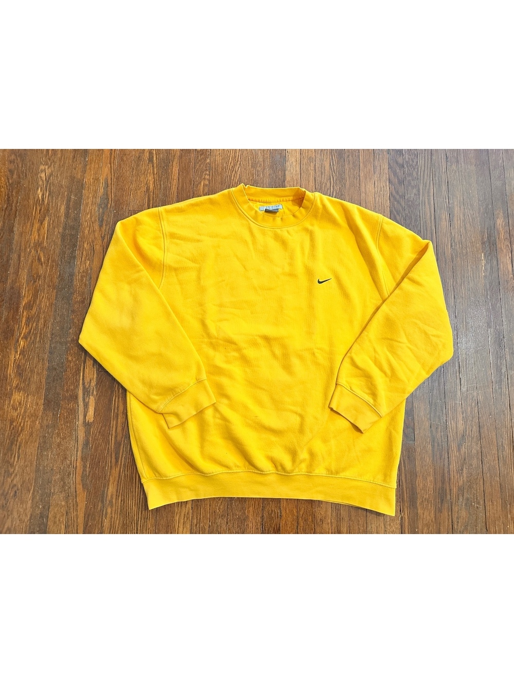 Vintage Y2K XXL 2XL Yellow Nike Swoosh Long Sleeve Crewneck Sweatshirt